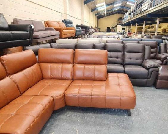 Image 14 of Packham Metz caramel leather electric recliner corner sofa