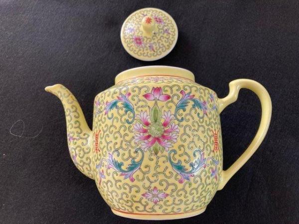 Image 1 of Period Yellow Chinese Teapot  ...