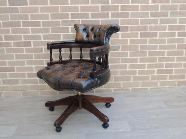 Image 4 of Golden Brown Chesterfield Captains Chair (UK Delivery)