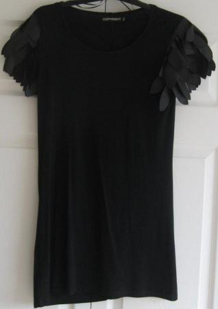 Image 1 of Black Tunic Top with 'leaf' sleeves, size M/L (about 12)