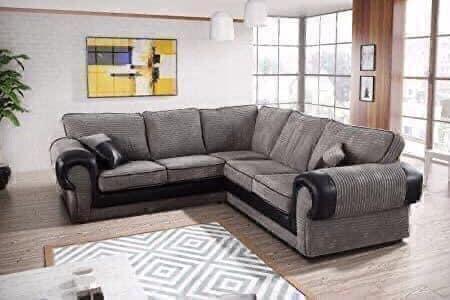 Preview of the first image of Tango corner sofa in black/grey jumbo cord.