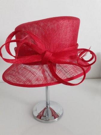 Image 1 of IMMACULATE BEAUTIFUL RED HAT, WEDDING / RACES worn once.