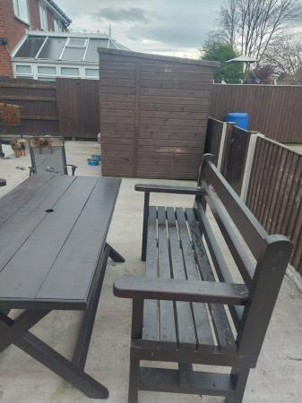 Image 3 of Garden wooden heavy duty table with two benches