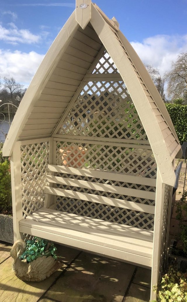 Preview of the first image of Painted Wooden Garden Arched Arbour Seat by Zest4Leisure.