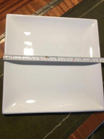 Image 2 of SIX LARGE 29cm SQUARE WHITE PORCELAIN DINNER PLATES