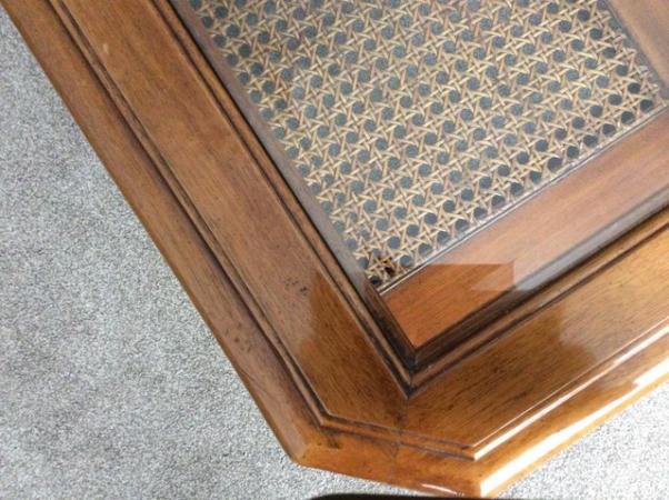 Image 1 of Solid wood and bevelled glass coffee table