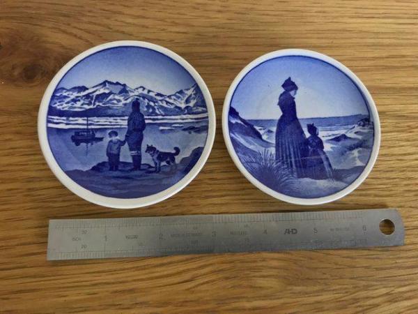 Image 1 of Royal Copenhagen Fajance Denmark vintage  3.25” plates x 2
