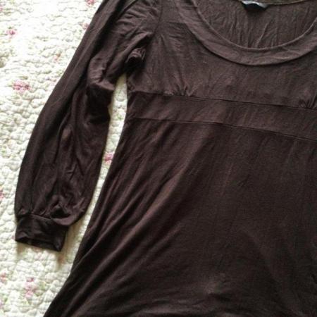 Image 2 of 10/12 EVIE Choc Brown Scoop Neck Long Sleeve Tunic Top