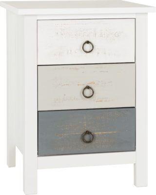 Image 1 of Vermont 3 drawer bedside in white/grey