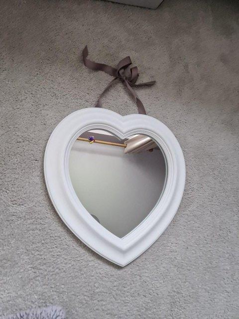 Preview of the first image of Heart Shaped Mirror (wood/glass).