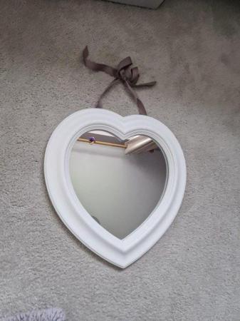 Image 1 of Heart Shaped Mirror (wood/glass)