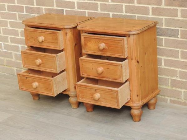 Image 5 of Pair of Welsh Pine Bedside Tables on Bun Feet (UK Delivery)