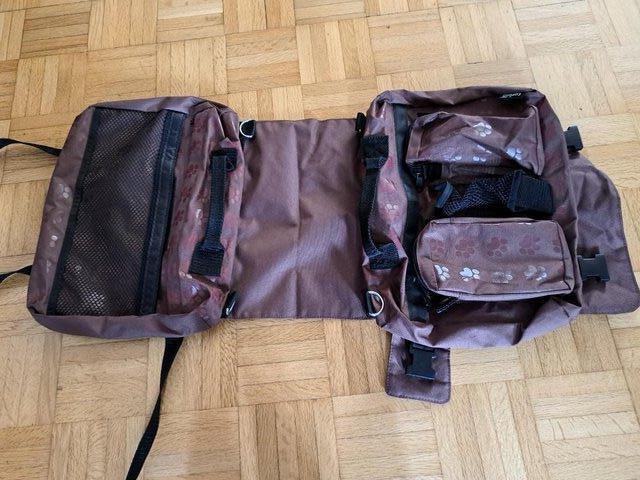Preview of the first image of SADDLEBAG FOR LARGE DOG WITH POCKETS AND POUCHES.