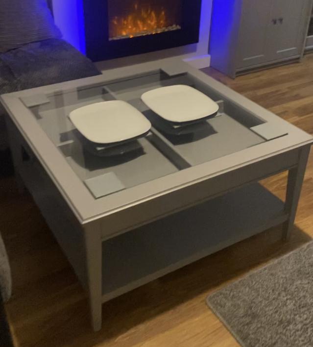 Preview of the first image of Ikea laitorp grey coffee table.