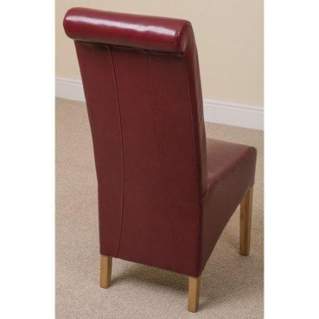 Image 2 of Dining leather chairs with solid oak legs