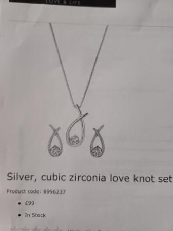 Image 2 of Sterling silver Love Knot earrings & pendant set Ernest Jo
