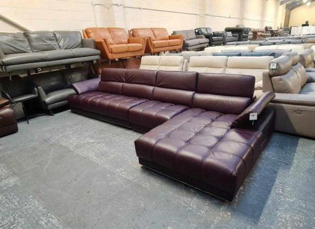Image 7 of Italia Living Vivaldi burgundy leather large chaise sofa