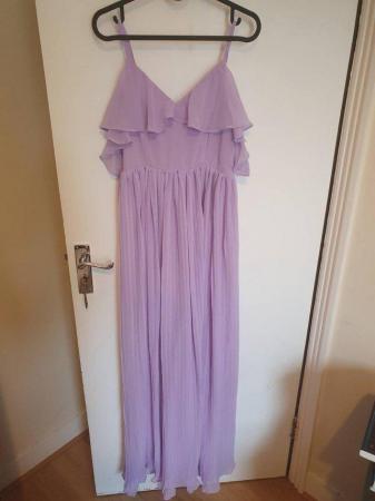 Image 3 of Boohoo Cold Shoulder Pleated Chiffon Maxi Dress, Lilac, 8