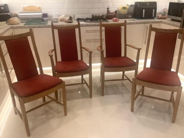 Image 1 of ERCOL WINDSOR PENN PADDED BACK DINING CHAIRS.EXCELLENT COND