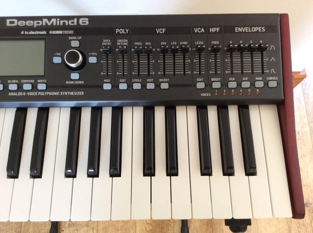 Preview of the first image of Behringer DeepMind 6 polyphonic analogue synthesiser.