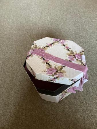 Image 3 of Beautiful floral hat box with pink ribbon tie