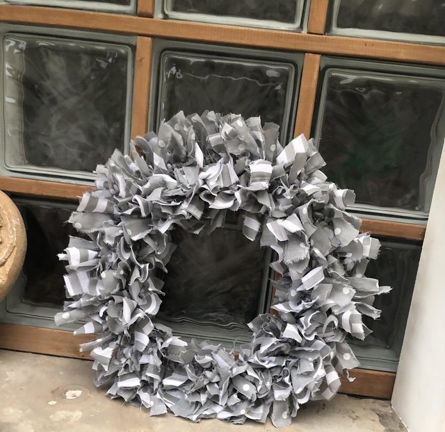 Preview of the first image of Handmade fabric raggy wreath.