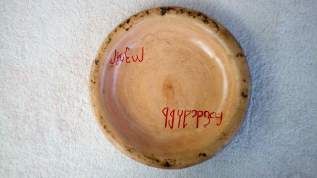 Preview of the first image of NAIVE HOME MADE FOLK STYLE TEXT CLAY FIRED PLATE.