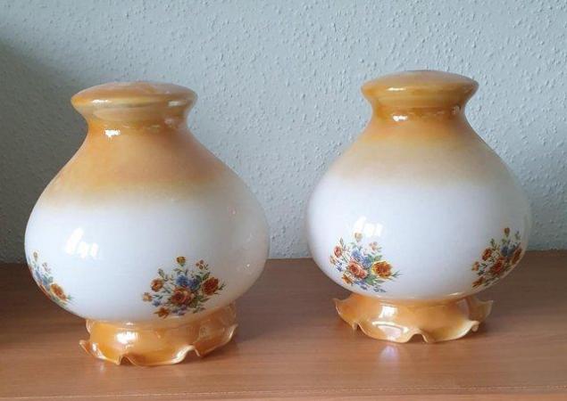 Image 1 of LAMP SHADES GLASS ONE PAIR VINTAGE RETRO