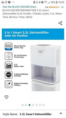 Image 2 of Black + Decker 2in1 3.2l Dehumidifier with Air Purifier