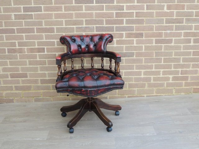 Preview of the first image of Dark Ox Blood Fully Buttoned Captains Chair (UK Delivery).