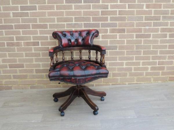 Image 1 of Dark Ox Blood Fully Buttoned Captains Chair (UK Delivery)