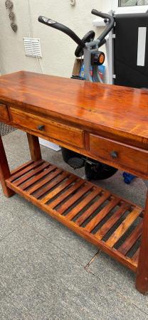 Image 1 of solid Mexican Pine Consul table/sideboard