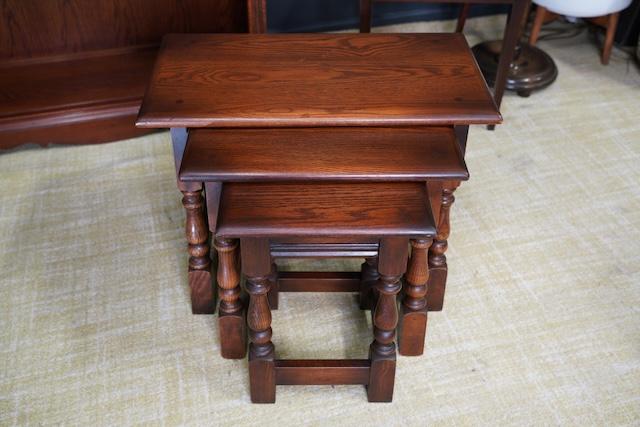 Image 1 of Vintage Old Charm Nested Tables Solid Oak Early 21st Century