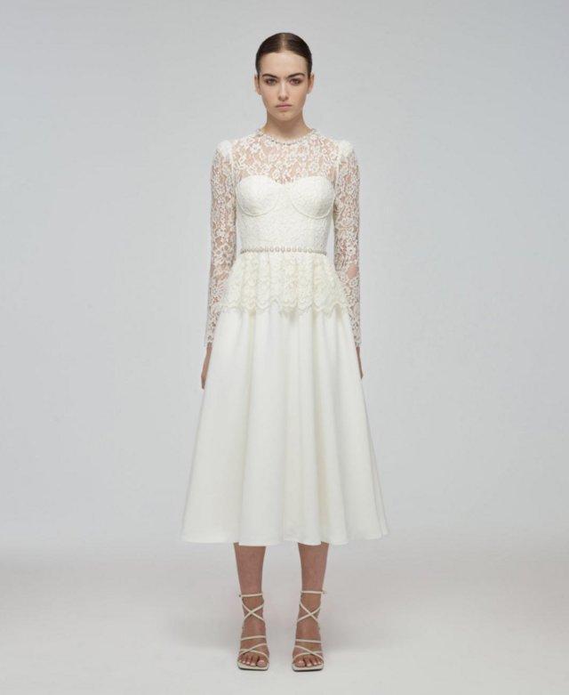 Preview of the first image of *BNWT SELF PORTRAIT LACE JEWEL MIDI WEDDING DRESS*.