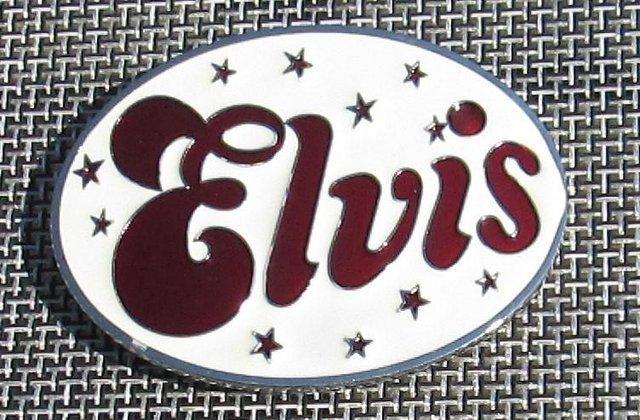 Image 3 of Elvis Belt Buckle Red on Cream