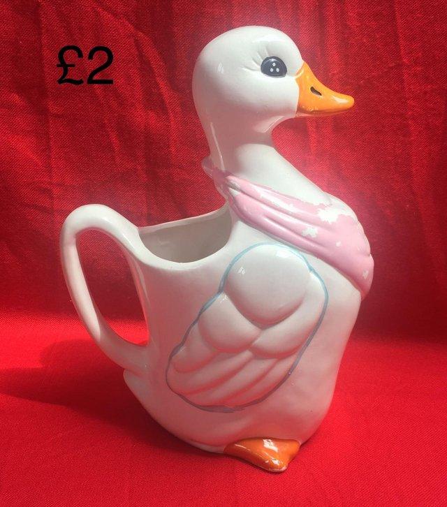 Preview of the first image of Vintage 1990's shabby chic goose utensil pot..