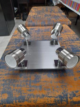 Image 1 of 4-Way Square Plate Spotlight in Brushed Chrome
