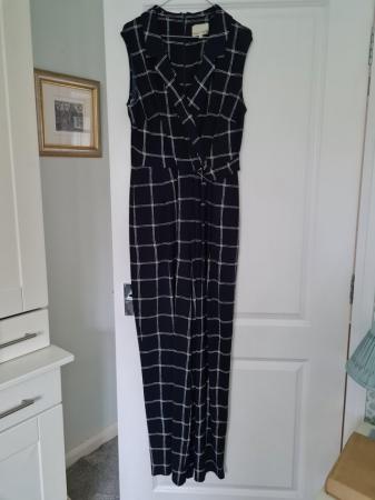 Image 2 of Phase Eight wide legged navy and white checked jumpsuit
