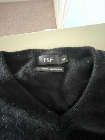 Image 3 of Black Cashmere v neck jumper size M
