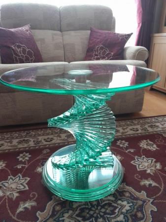 Image 2 of Solid glass side table with swirl glass base
