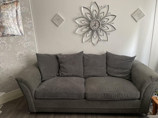 Preview of the first image of 2 identical 3seat sofas with washable covers on all cushions.