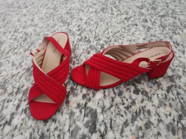 Image 3 of Red herring size 5 small heel red sling backs