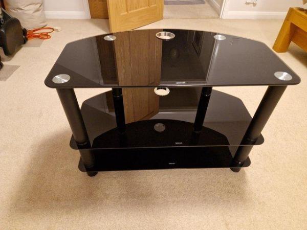 Image 1 of Black glass3 tier television stand