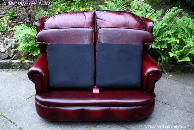 Image 12 of SAXON OXBLOOD RED LEATHER CHESTERFIELD SETTEE SOFA ARMCHAIR