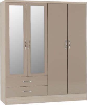 Preview of the first image of Nevada 4 door 2 drawer mirrored wardrobe.