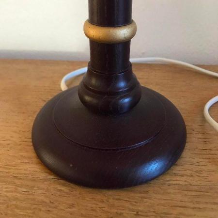 Image 3 of Dorma wooden candlestick lamp base, c/w cream coloured shade