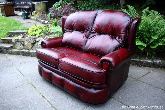 Image 30 of SAXON OXBLOOD RED LEATHER CHESTERFIELD SETTEE SOFA ARMCHAIR