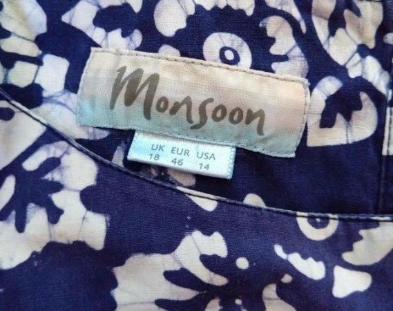 Image 3 of Monsoon blue floral print cotton midi dress- size 18 (UK)