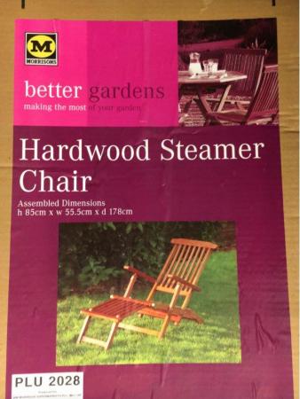 Image 1 of Hardwood Steamer Chair; brand new, still in box.