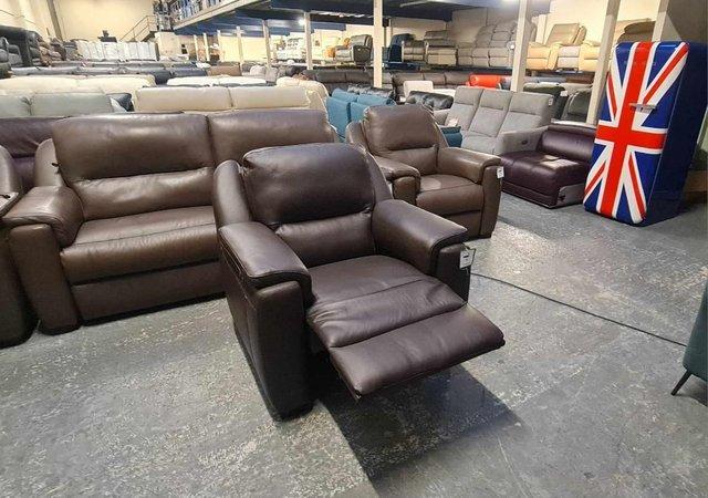 Image 5 of Avola dark brown leather electric recliner armchair